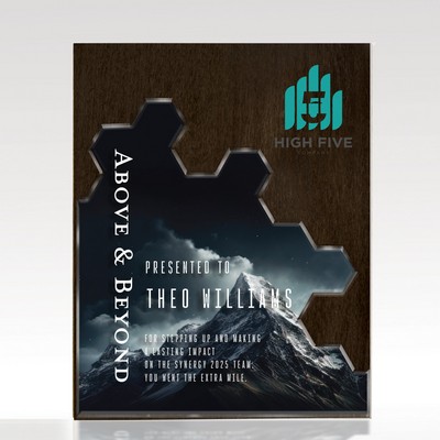 Plaque Hex Puzzle - Customizable Wood Acrylic Award 9x12
